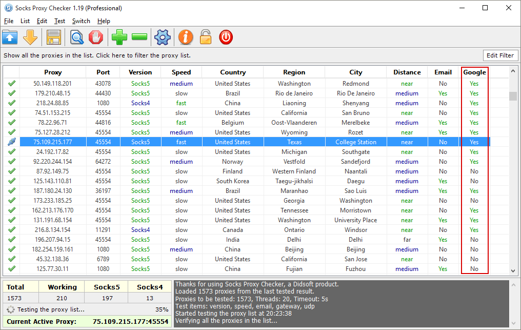 Socks Proxy Checker Google Feature