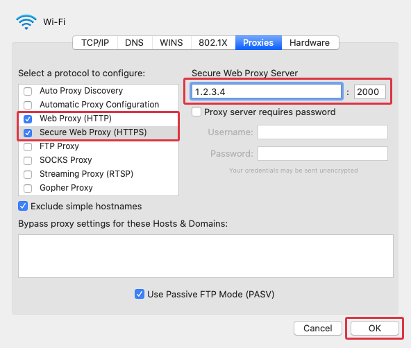 macOS Proxy Settings