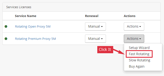 Open Fast Rotating Option