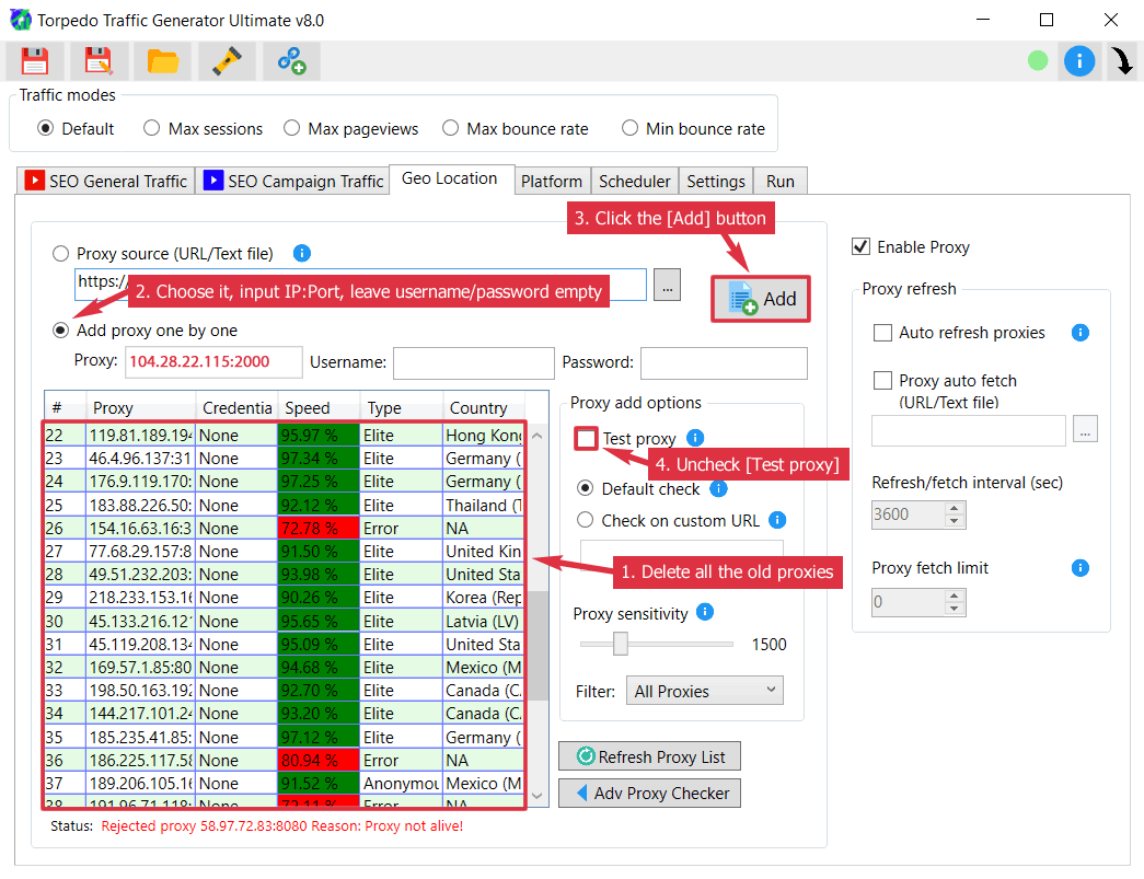 Torpedo/WAT Proxy Options