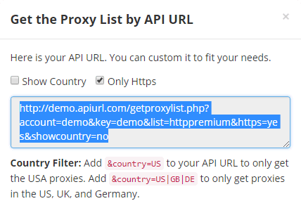 Get Proxy List by API URL